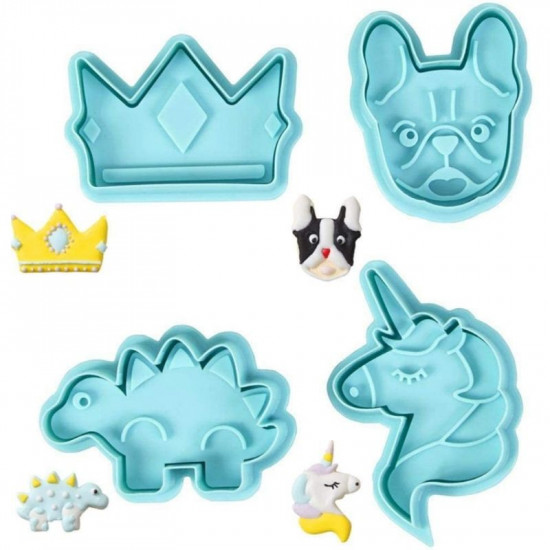 Unicorn, Pug, Crown & Dinosaur Plunger Cutter Set