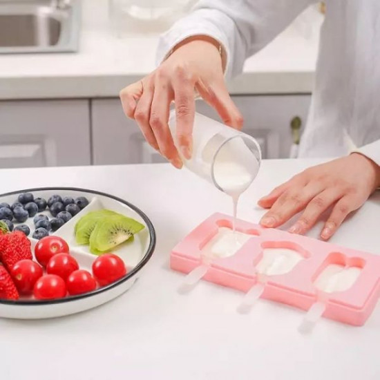 Oval Shape 3 Cavity Silicone Popsicle Mould