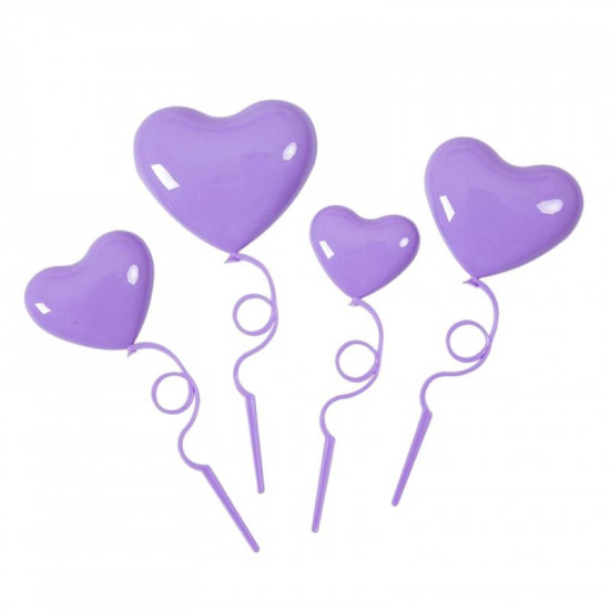 Heart Cake Topper - Purple (4 Pcs)