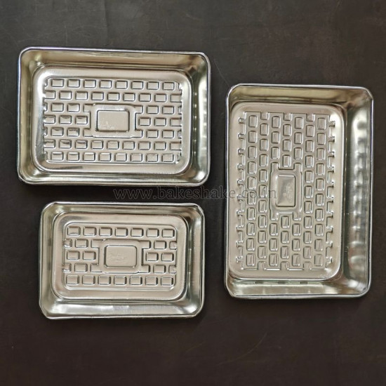 Rectangle Design Aluminium Cake Mould (Set of 3)