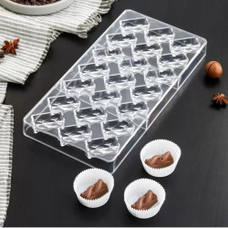 Rectangular Shape With Twist Design Polycarbonate Chocolate Mould
