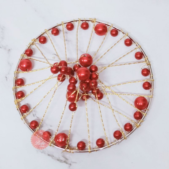 Red Pearl Crown Cake Topper