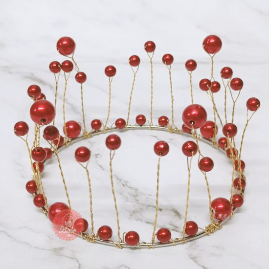 Red Pearl Crown Cake Topper Red Pearl Crown Cake Topper