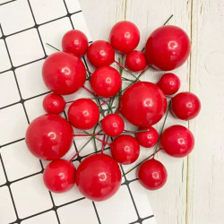Red Faux Ball Toppers for Cake Decoration (20 Pcs)