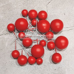 Red Faux Ball Toppers for Cake Decoration (20 Pcs) - Matt Finish