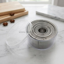 Rolled Edge Stainless Steel Heavy Round Shape Cookie Cutter (Set of 12) | Cylindrical Mould