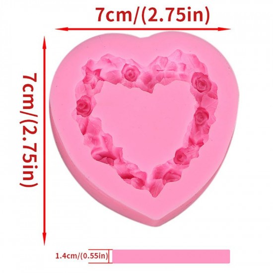 Rose Heart Frame Fondant Mould