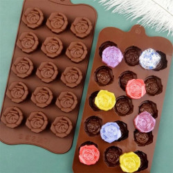 Rose Flower Shape (15 Cavity) Silicone Chocolate Mould