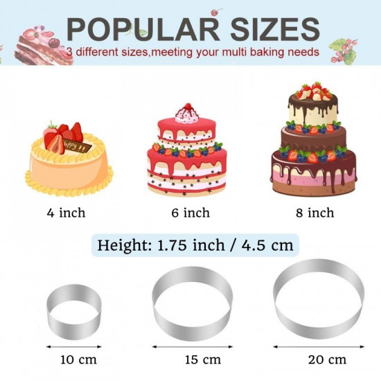 Round Shape Mousse Cake Ring Mould (Set of 3)