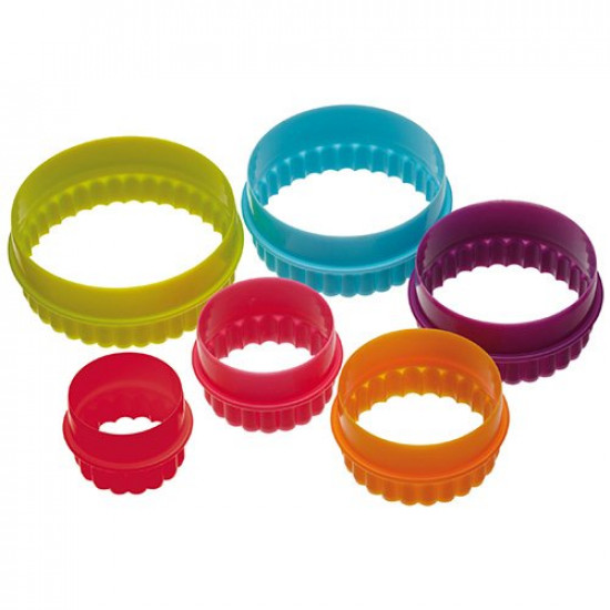 Multi Colour Round Shape Plastic Cookie Cutter - Set of 6 Pieces