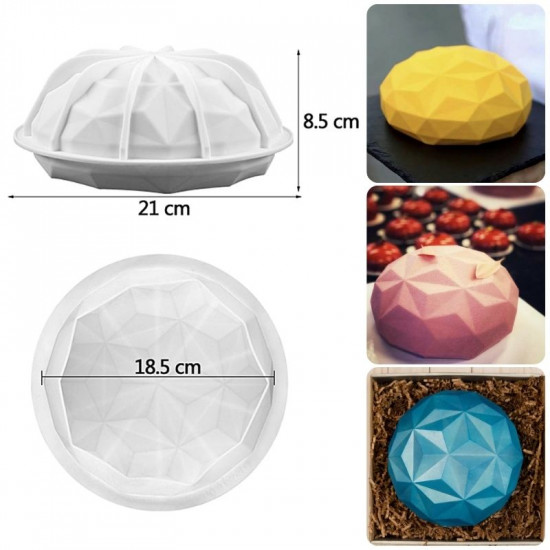 Round Diamond Shape Silicone Mousse Cake Mould (Random Colour)