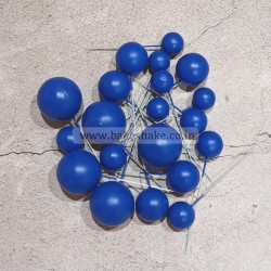 Royal Blue Faux Ball Toppers for Cake Decoration (20 Pcs) - Matt Finish