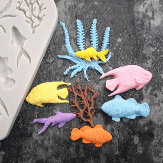 Fish And Seaweed Silicone Fondant Mould