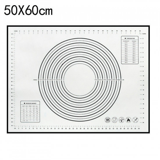 Silicone Dough Kneading Mat With Measurements - 50X60 Cm