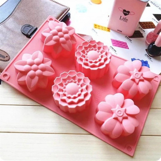 Floral Design 6 Cavity Silicone Mould Floral Design 6 Cavity Silicone Mould