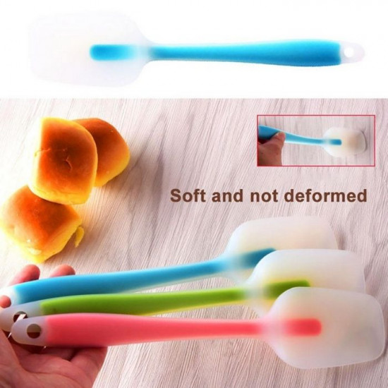 Full Silicone Spatula Spoon 1 Piece (27 X 6 Cm, Random Colour)