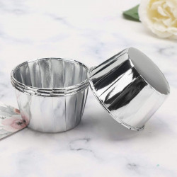 Silver Aluminium Foil Baking Cups / Muffin Liners