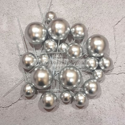 Silver Faux Ball Toppers for Cake Decoration (20 Pcs) Matt Finish