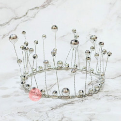 Silver Pearl Crown Cake Topper