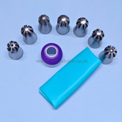 Sphere Ball Flowers Russian Nozzles Tips with Coupler and Silicone Icing Bag