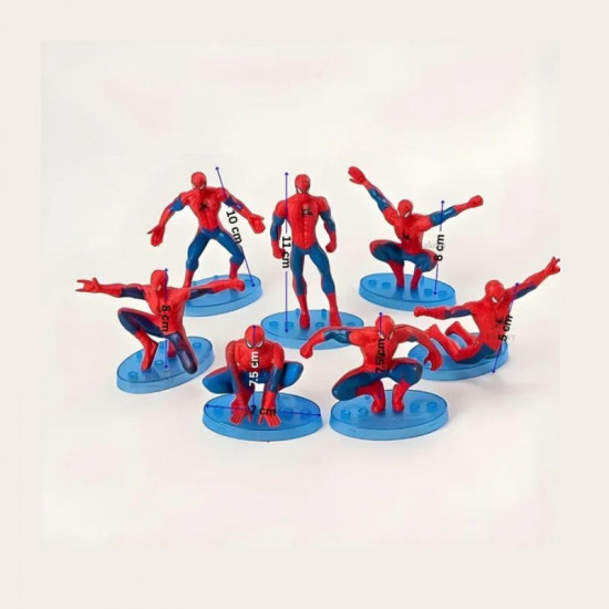 Spiderman Toy Set Cake Topper (7 Pieces Set) - Plastic