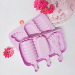 Foot Oval Spiral 3 Cavity Silicone Popsicle Mould