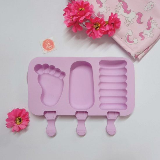 Foot Oval Spiral 3 Cavity Silicone Popsicle Mould