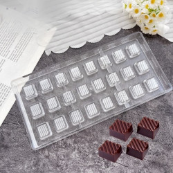 Square Shape With Stripes Design Polycarbonate Chocolate Mould