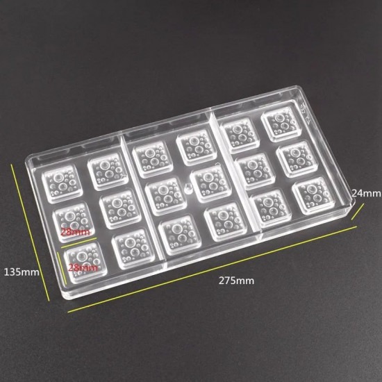 Square Water Drops Polycarbonate Chocolate Mould