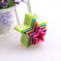 Multi Colour Star Shape Plastic Cookie Cutter -  Set of 5 Pieces