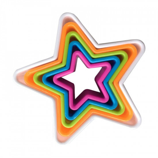 Multi Colour Star Shape Plastic Cookie Cutter -  Set of 5 Pieces