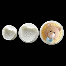 Teddy Bear Face Plunger Cutter Set of 3