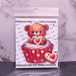 Cute Teddy Bear On Cupcake Edible Wafer T308 - Tastycrafts