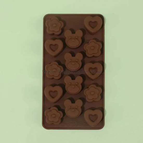 Teddy, Heart and Flower Shape Silicone Chocolate Mould