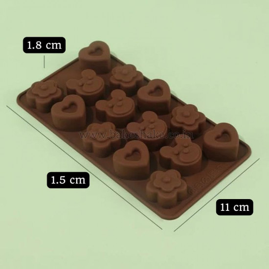 Teddy, Heart and Flower Shape Silicone Chocolate Mould