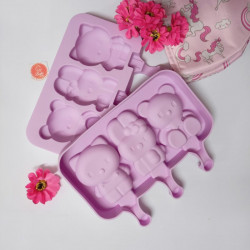 Teddy Kitty 3 Cavity Silicone Popsicle Mould