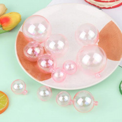 Transparent Pink Balls for Cake Decoration (12 Pcs)