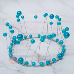 Turquoise Pearl Crown Cake Topper