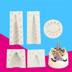 Unicorn Horse Ears Horn and Eyelash Silicone Mould Set