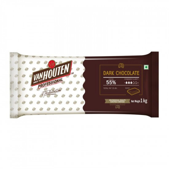 Van Houten Dark Chocolate Couverture (55% Cocoa) - 1 Kg
