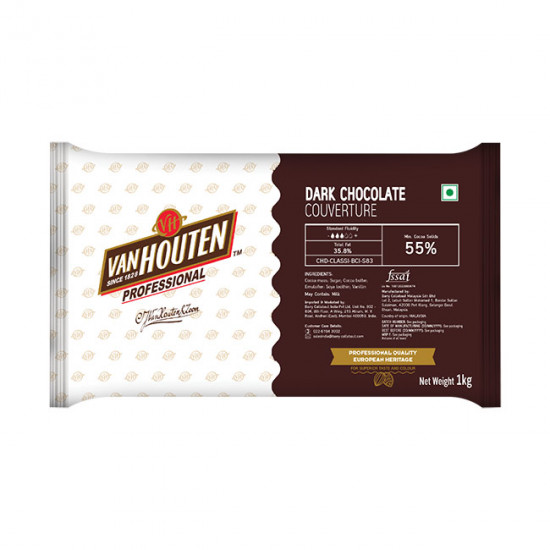 Van Houten Dark Chocolate Couverture (55% Cocoa) - 1 Kg