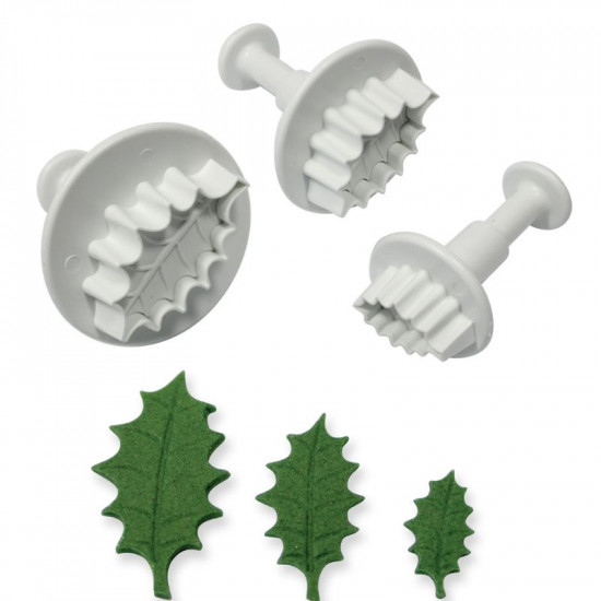 Veined Holly Leaf Plunger Cutter Set of 3