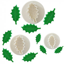 Veined Holly Leaf Plunger Cutter Set of 3