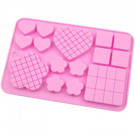 Waffle Flower, Heart, Cube Shape Silicone Chocolate Mould