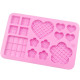 Waffle Flower, Heart, Cube Shape Silicone Chocolate Mould