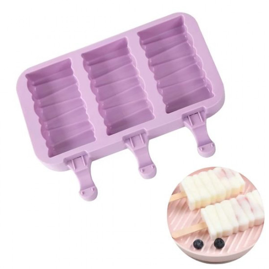 Wave Design 3 Cavity Silicone Popsicle Mould Wave Design 3 Cavity Silicone Popsicle Mould