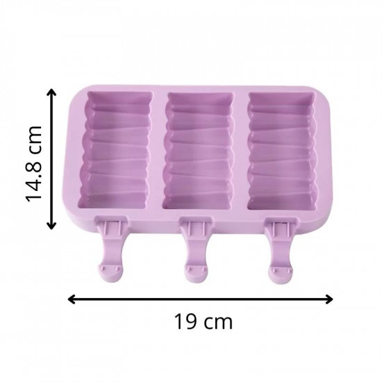 Wave Design 3 Cavity Silicone Popsicle Mould