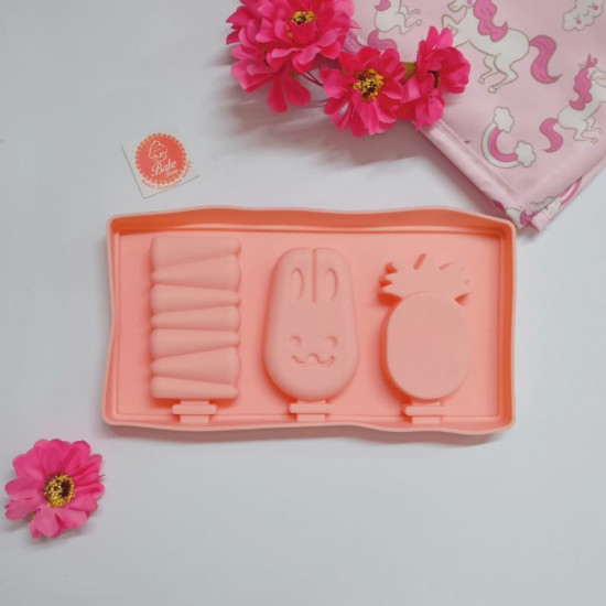 Wave Rabbit Pineapple 3 Cavity Silicone Popsicle Mould