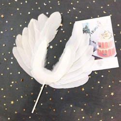 White Angel Feather Wings Cake Topper