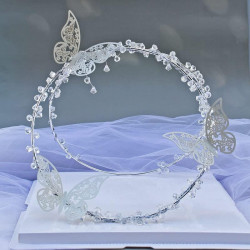 White Butterfly Crystal Hoop Ring Cake Decoration